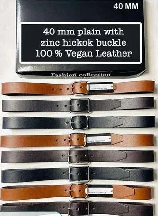 40mm Plain Hickok Buckle Vegan Leather Belt + Black + Menâ€™s Formal Wear + Durable Accessory