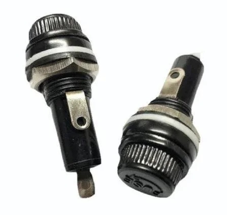 Black Higrade Panel Mounting Fuse Holder 32x6.3mm for Secure Glass Fuse Installation