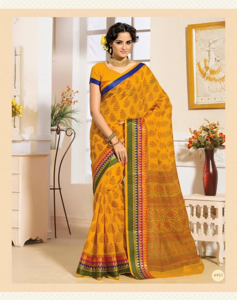 MTkwODA=/mediabank/images/products/Goldenrodcolorwith5inchZaritricolorBorderSelfprintedSummerCottonSarees1353876718_19080.webp