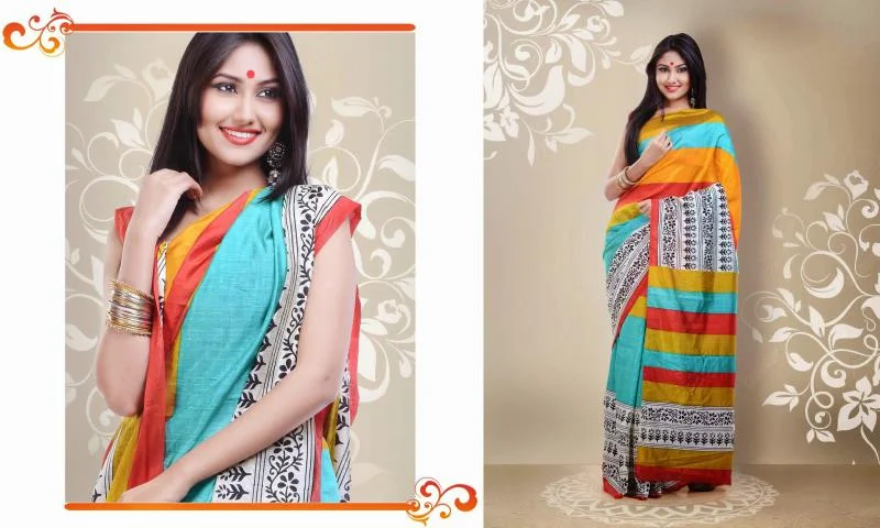 MTkwODA=/mediabank/images/products/MulticolorwithBagalpuriBlackPrintwithredborderRedColorBlouseStreakBhagalpuriDesignerSarees239241174_19080.webp