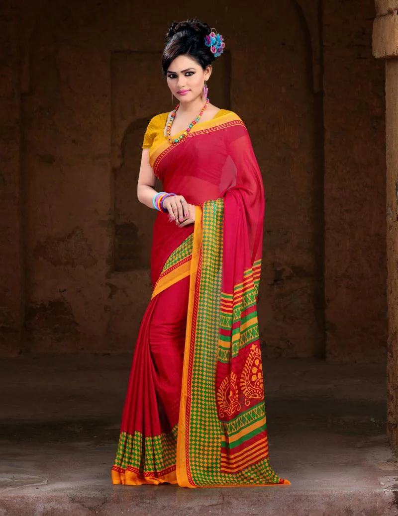MTkwODA=/mediabank/images/products/RedColorwithgoldGreenchecksborderdesignerprintedwithlavishgoldprintpallugoldcolorblouseSpringAppealingPrintedDesignerSarees521120301_19080.webp