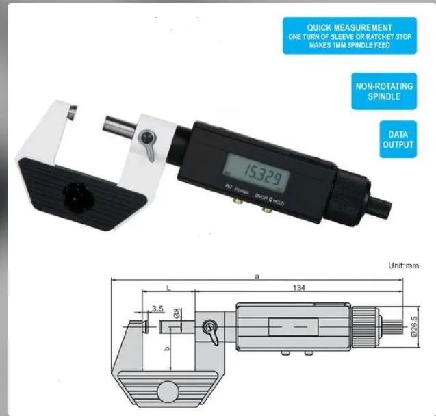 Non-Rotating Spindle Digital Micrometer for Precision Cylinder Measurement