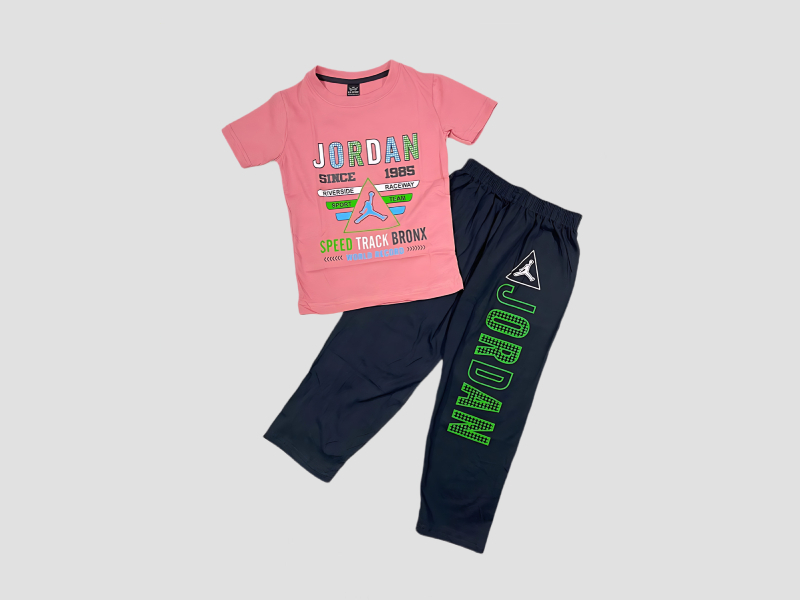 Full pant and t shirt kids set for everyday cotton wear