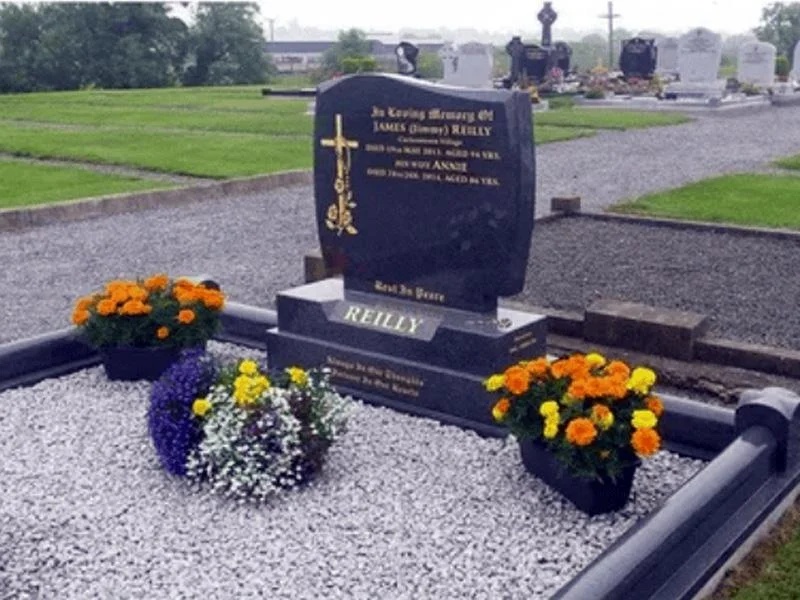Granite Cemetery Monument – Polished Stone Headstone with Base