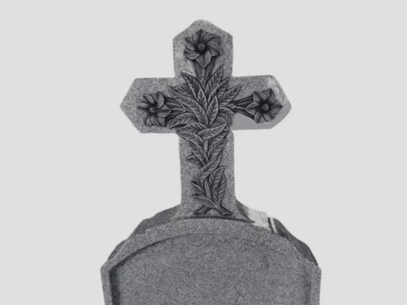 Grey Carved Granite Monument – Tree Design Memorial Headstone*