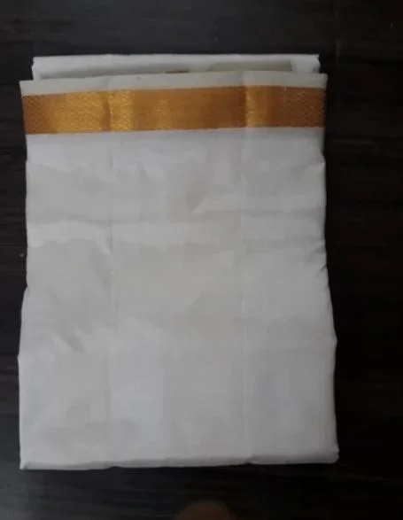 Gold Thin Border Cotton Blend Dhoti