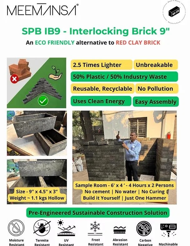 SPB Lego Type Interlocking Brick 9 x 4.5 x 3