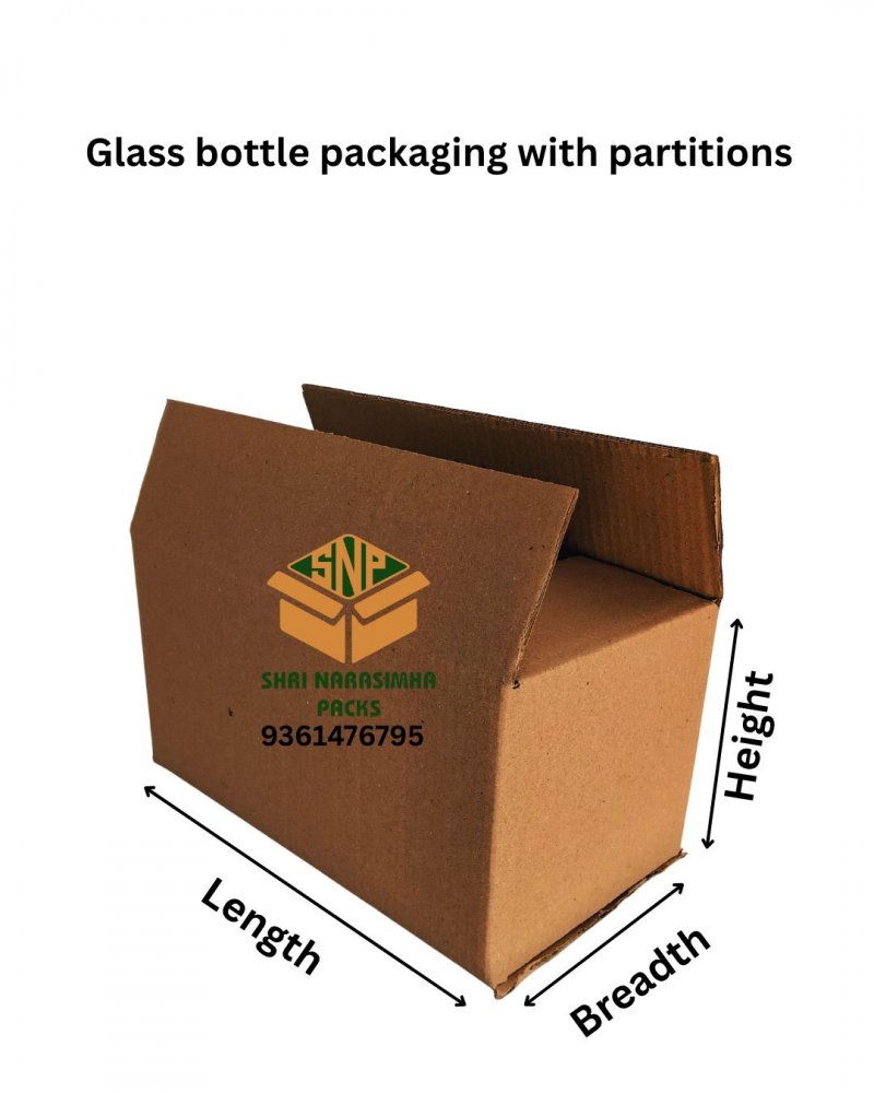 Glass bottle packaging with partitions