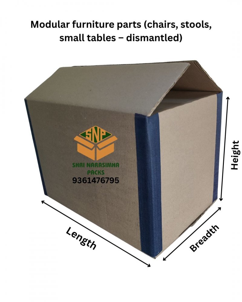 Modular furniture parts (chairs, stools, small tables – dismantled) packing box