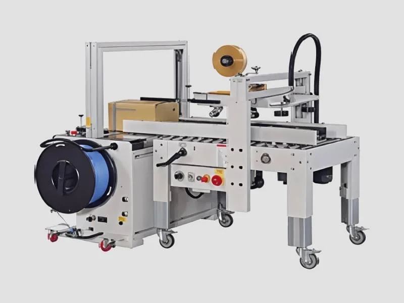 MDP 101A + PR FJ 1 AWE Online Pallet Strapping Machine