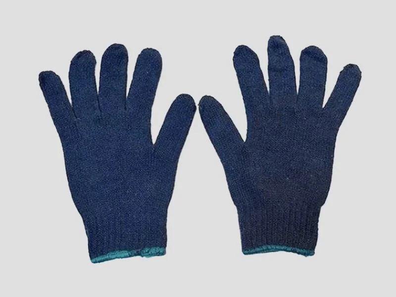 40gm Blue Cotton Knitted Hand Gloves for Industrial & General Use