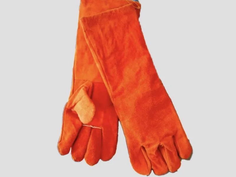 Plain Red Leather Hand Gloves