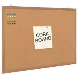 Fabric Cork Bulletin Board with Wooden Frame for Office & School