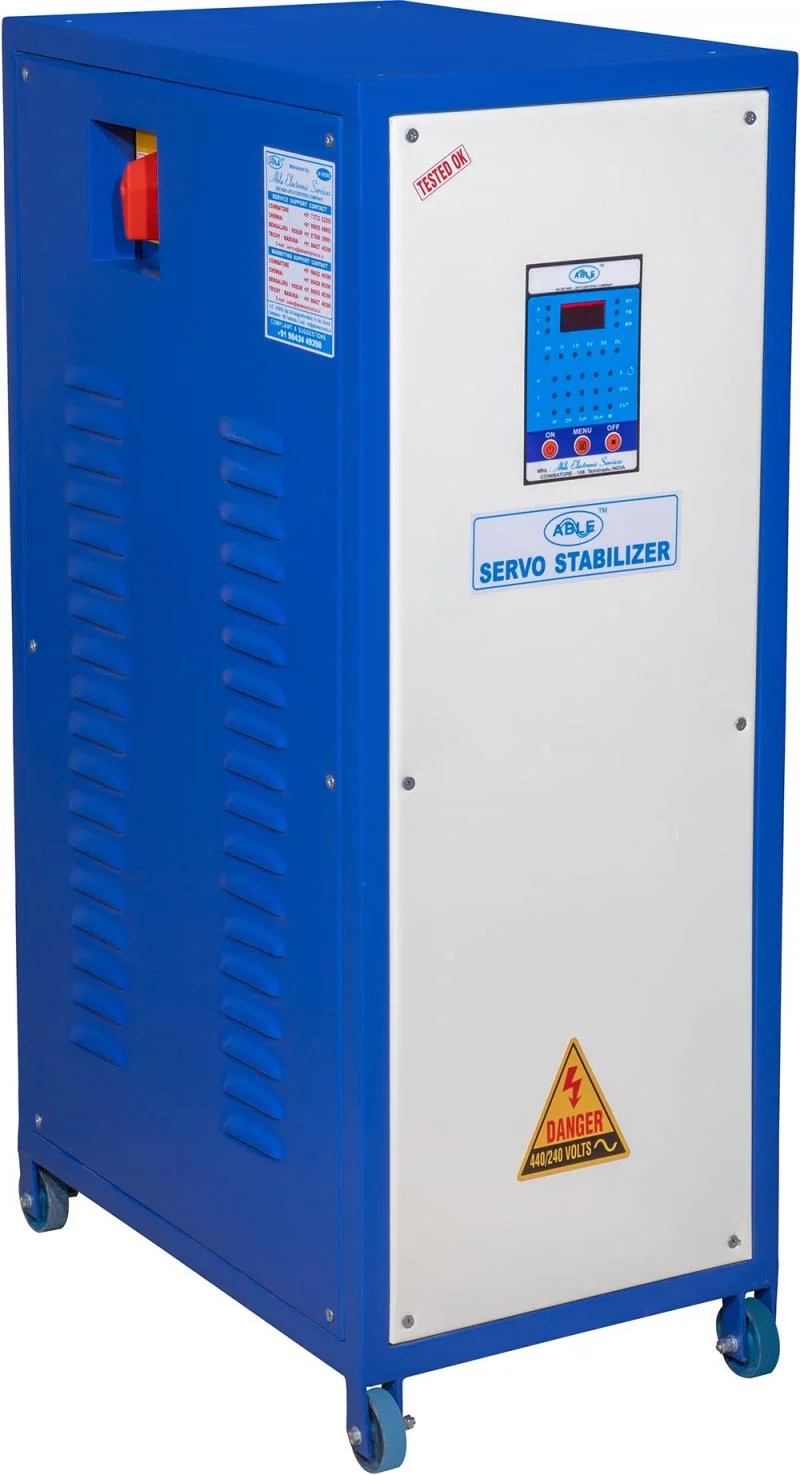 Three Phase Servo Controlled Voltage Stabilizer for Industrial Applications