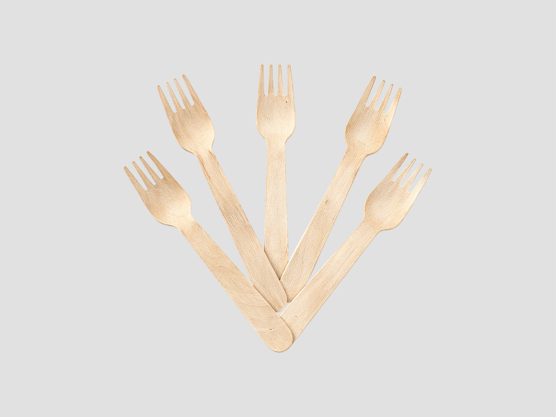 160 MM Birchwood Fork For Hygienic Food Serving Applications