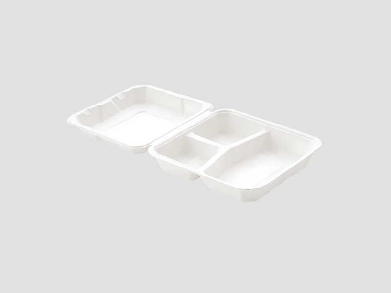 8x8 3 CP Clamshell Container For Compartment Food Packaging Applications
