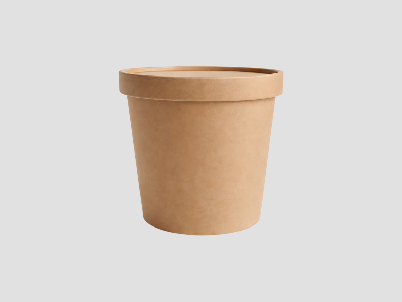 Kraft Paper Container With Lid 250 ML For Food Packaging And Takeaway Applications