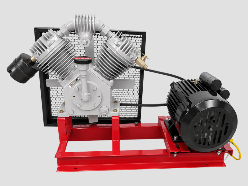 Base Mounted V Twin Air Compressor Assembly for Industrial Use
