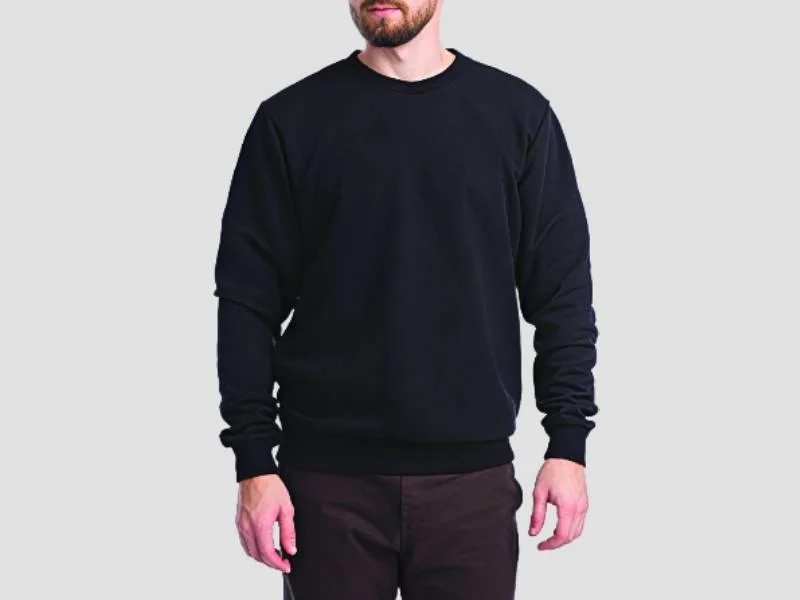 Men Cotton Loop Knit Full Sleeve Casual Sweatshirt Black