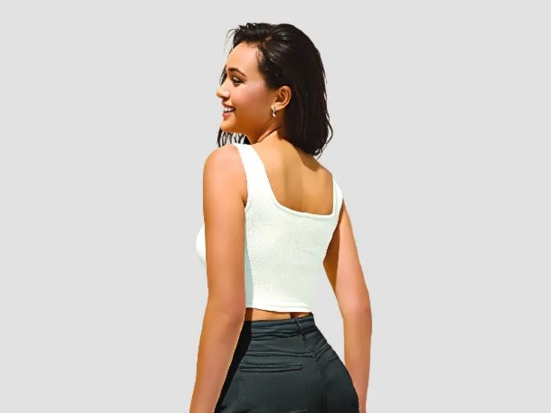 Women 88 Percent Cotton 12 Percent Cotton Blend Ribbed Tank Top White
