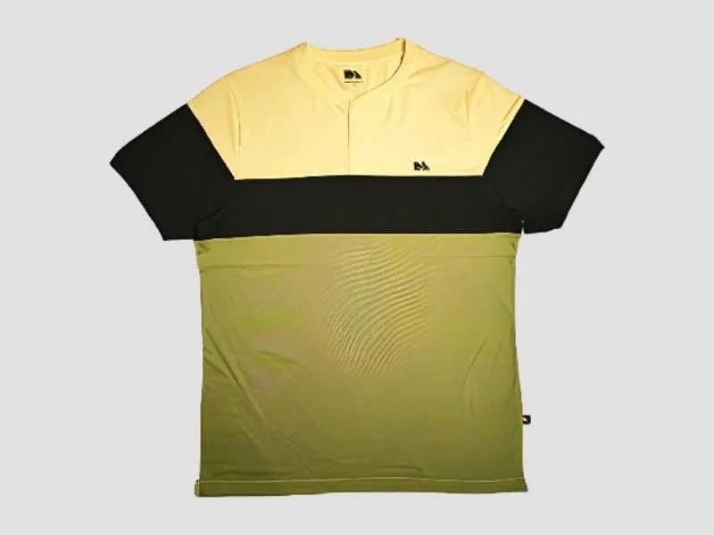 Men Cut And Sew Henley Neck T Shirt for Casual Wear