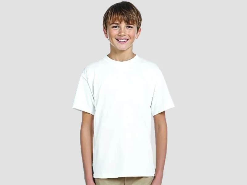 Kids Cotton Crew Neck Half Sleeve T Shirt Everyday Wear White