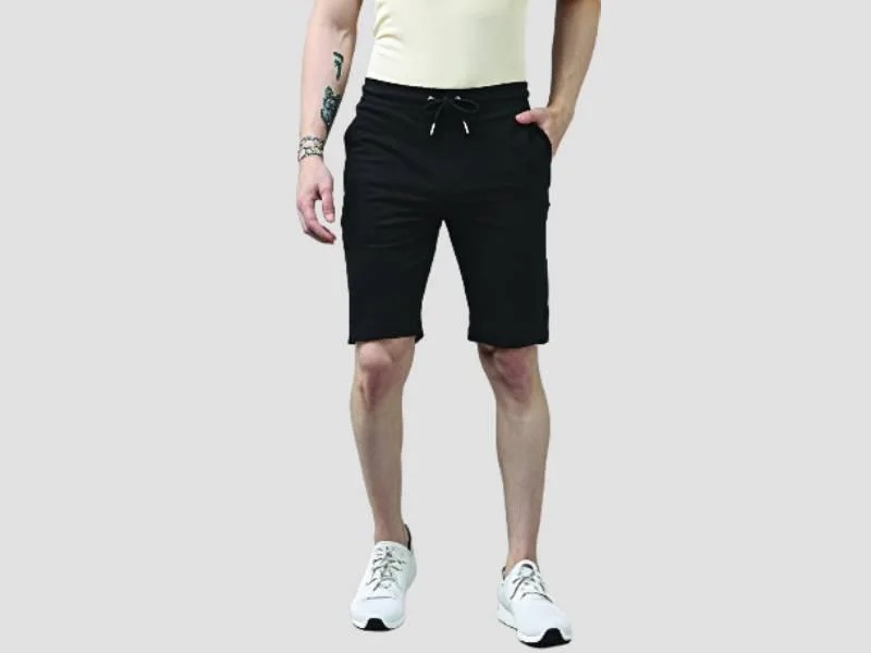 Men’s Black Cotton Shorts for Casual Wear and Sports Use