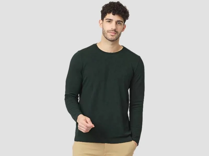 Men’s Core Full Sleeve Crew Neck T-Shirt  Cotton Casual Wear Black
