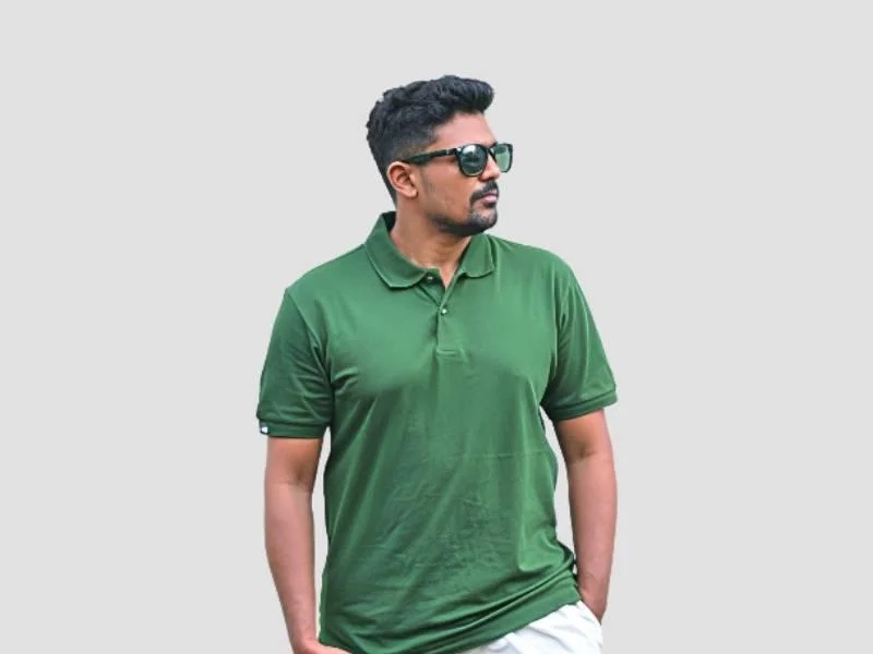 Men Cotton Core Polo T Shirt Half Sleeve Green