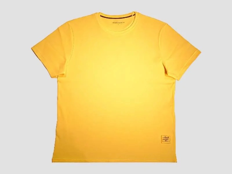 Men Cotton Garment Dyed Crew Neck T Shirt Half Sleeve Yellow