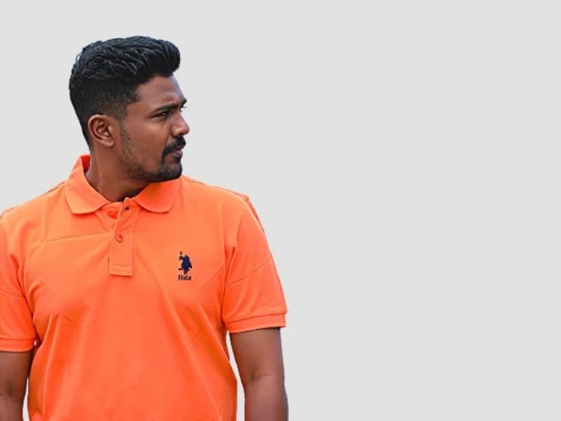 Men 100 Percent Cotton Polo T Shirt with Customized Embroidery Orange