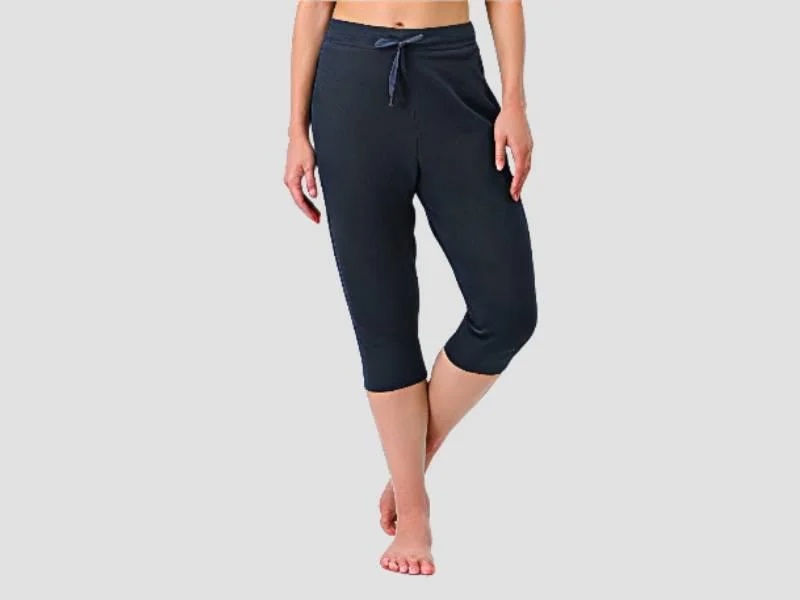 Women 95 Percent Cotton 5 Percent Elastane Capri Pants Daily Casual Wear Black