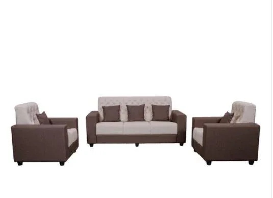 New Malaysian 5-Seater Wooden Sofa Set with Cotton Cushions for Outdoor and Modern Spaces