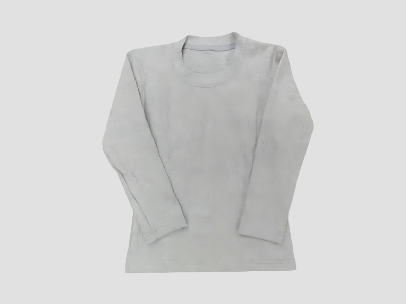 Light Grey Girls Cotton Thermal T Shirt For Winter Wear