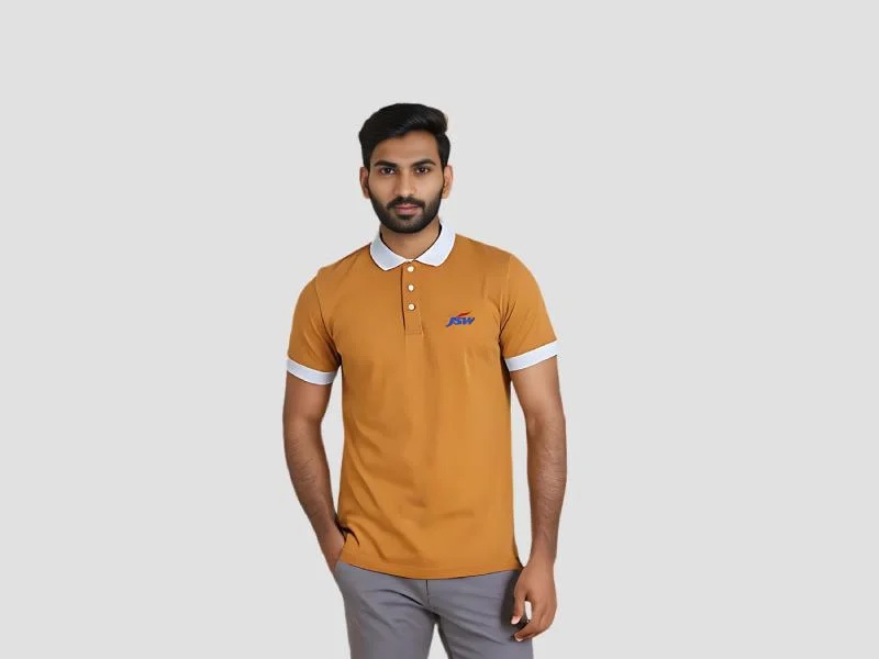 Yellow Polo T Shirt Branded Cotton for Office Workforce