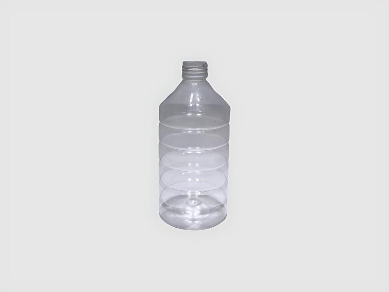 Ribbed Clear Bottle 400ml For Cosmetic Use