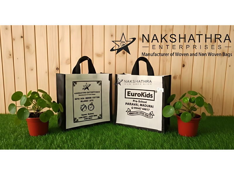 Premium Woven Cotton Look Reusable Shopping Bag With Reinforced Handles