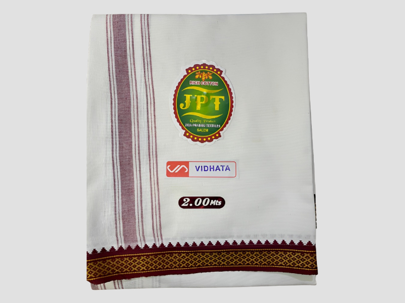 Vidhata Cotton Dhupatta 2 Meter Maroon Border