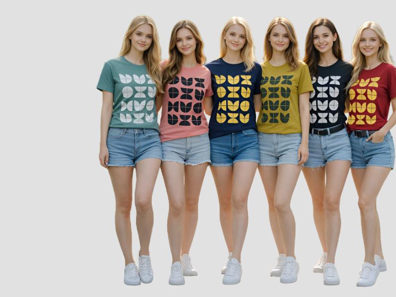 Women Geometric Motif Cotton T-Shirt For Active Daily Wear Mia Signora