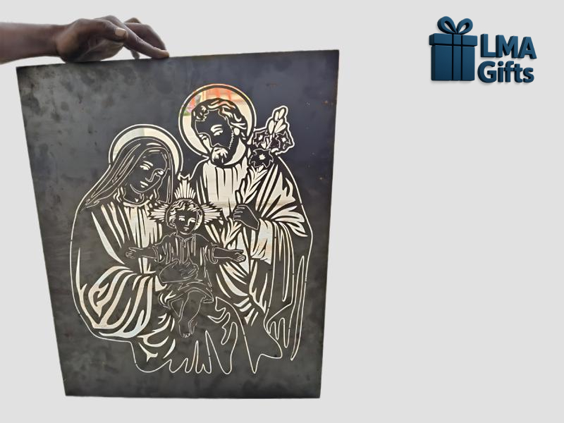 Holy Family Metal Wall Art Panel For Religious Interior Decor