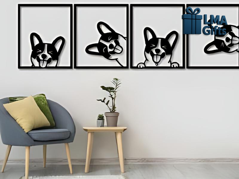 Laser Cut Metal Dog Wall Frames For Home And Office Decor