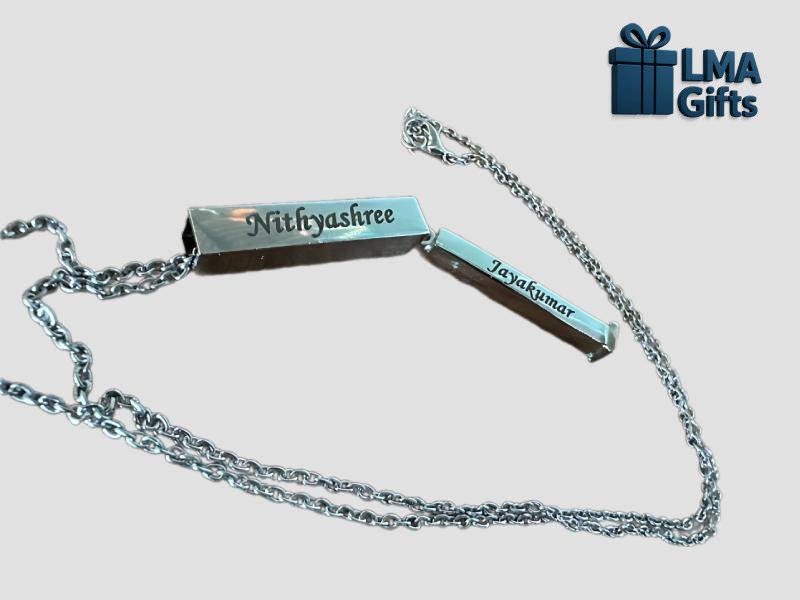 Laser Engraved Metal Bar Chain Bracelet For Accessories