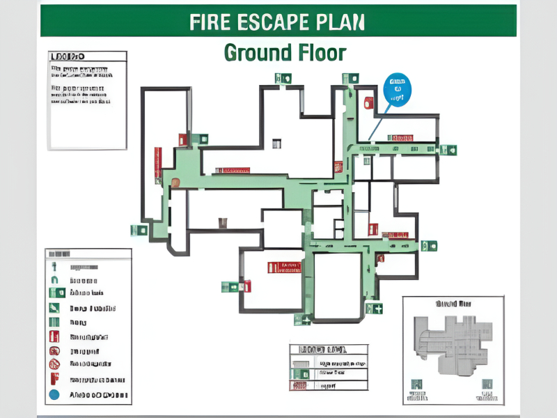 Escape Route Plan Board Glow Sign for Emergency Evacuation