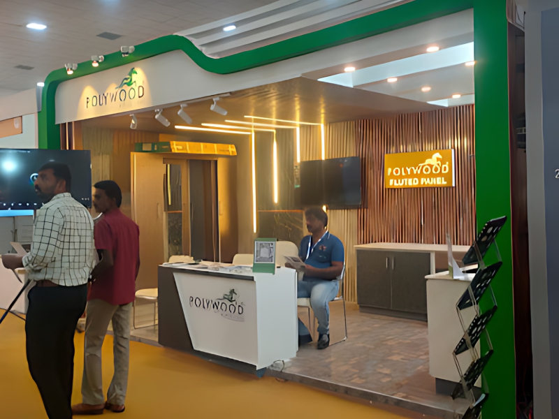 Custom Exhibition Stall Design And Wood Product Display Service For Interior Solutions Polywood