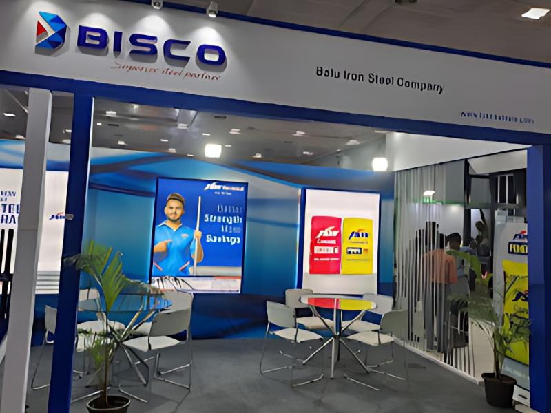 Custom Trade Fair Booth Design And Branding Service For Steel Products Bisco
