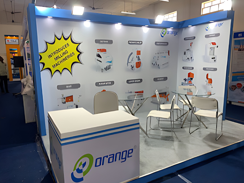 Modular Trade Fair Stall Design And Machinery Display Service For Food Processing Orange
