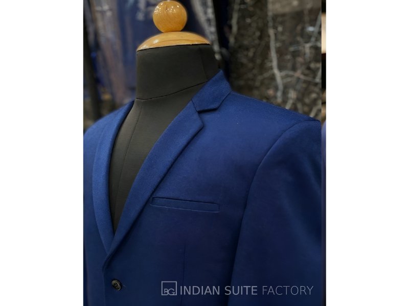 Blue knitted tweed men blazer for formal occasions