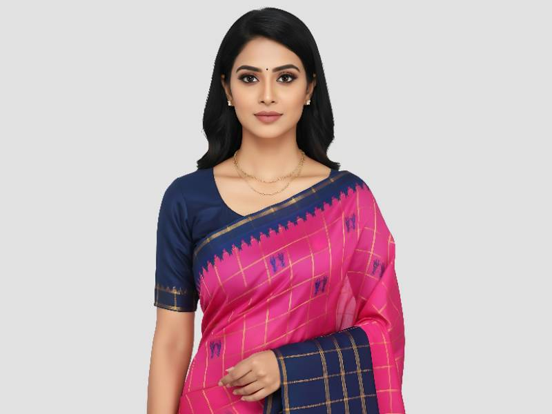 Cotton Saree Pink With Traditional Motifs For Ethnic Wear