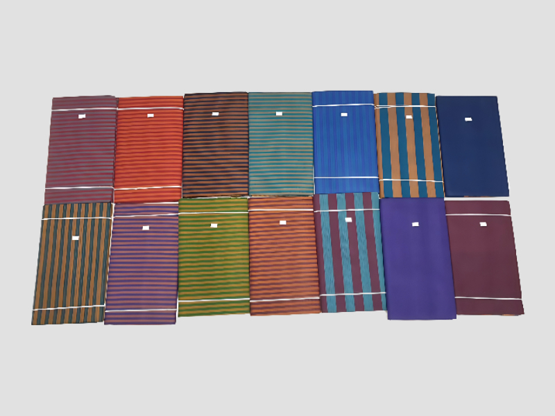 Multicolor Cotton Striped Saree With Contrast Border For Casual Wear