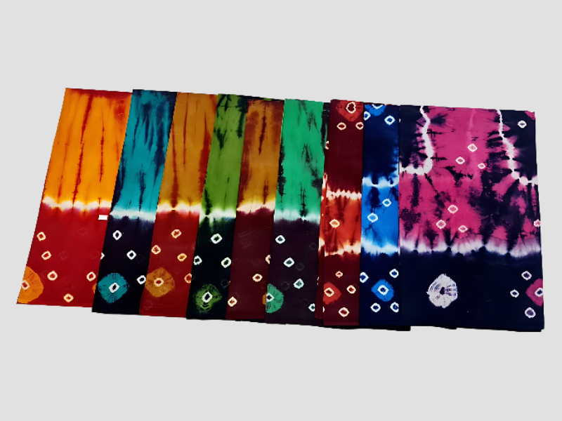 Multicolor Tie Dye Cotton Saree With Artistic Patterns For Casual And Office Wear